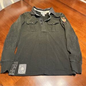 Ralph Lauren Rugby Shirt Womens Medium Polo 2004 Y2K Patch Embroidered RL VTG